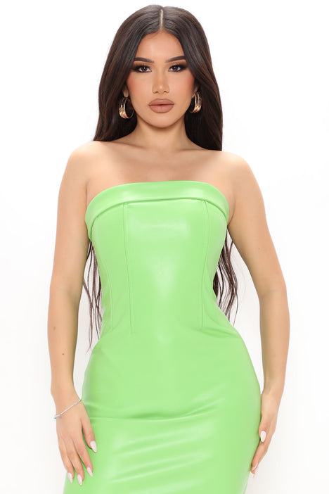 Daleyza Faux Leather Mini Dress - Green ...